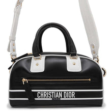 将图像加载到图库查看器中，Dior Vibe Classic Bowling Bag 2wayBag Black/WhiteM620900BR Calf Leather Rubber Size Small
