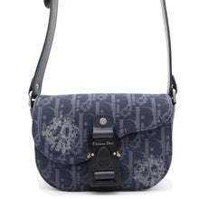 将图像加载到图库查看器中，Dior Oblique Saddle Shoulder Bag Tears Collection Navy2ADCA435DDO CottonDenim Leather
