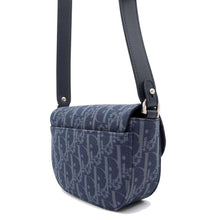 将图像加载到图库查看器中，Dior Oblique Saddle Shoulder Bag Tears Collection Navy2ADCA435DDO CottonDenim Leather
