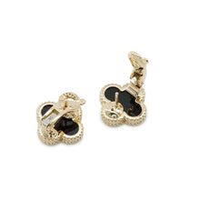 将图像加载到图库查看器中，Van Cleef &amp; Arpels Vintage Alhambra Earring OnyxVCARA44200 18K Yellow Gold
