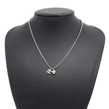 Load image into Gallery viewer, CHANEL CC Logo/Heart Necklace Silver Metal Rhinestone
