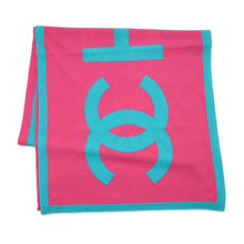 将图像加载到图库查看器中，CHANEL CHANEL Logo/CC Logo Scarf Pink/Sky Blue Cashmere100%
