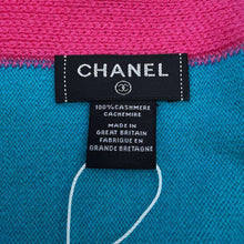 将图像加载到图库查看器中，CHANEL CHANEL Logo/CC Logo Scarf Pink/Sky Blue Cashmere100%
