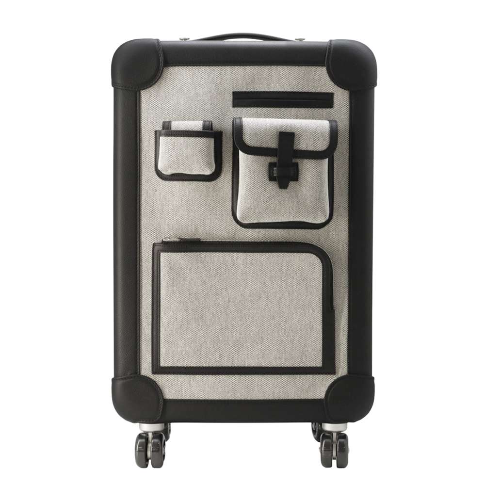 HERMES Rolling Mobility Suitcase II Cabin Cargo Black Toile Taurillon Legat