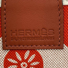 Load image into Gallery viewer, HERMES Steeple Chase Bag Orange/Ecru/Nata Leather Canvas Size 28
