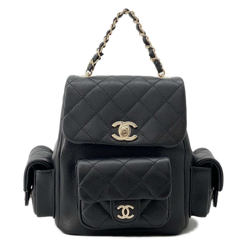 CHANEL Matelasse Backpack BlackAS4399 Caviar Leather Size Small