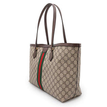 Load image into Gallery viewer, GUCCI GG Supreme Ophidia Tote Bag Beige/Brown631685 GG SupremeCanvas Leather Size Medium
