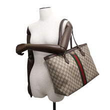 Load image into Gallery viewer, GUCCI GG Supreme Ophidia Tote Bag Beige/Brown631685 GG SupremeCanvas Leather Size Medium
