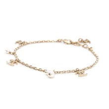 Load image into Gallery viewer, CHANEL CC Logo/Pearl Bracelet Gold Gold Plated Faux Pearl
