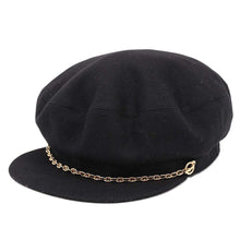 将图像加载到图库查看器中，HERMES Chaine d&#39;Ancre Cap Size 58 Black Cashmere100%
