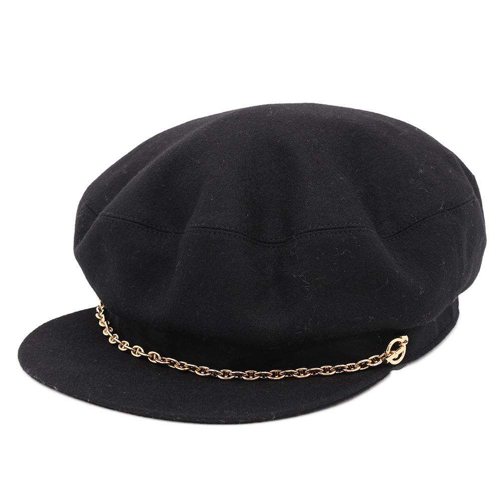 HERMES Chaine d'Ancre Cap Size 58 Black Cashmere100%