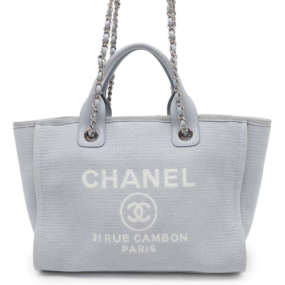 CHANEL Deauville shopping bag Blue GrayAS3257 Mix Fiber Size Small