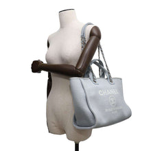 Load image into Gallery viewer, CHANEL Deauville shopping bag Blue GrayAS3257 Mix Fiber Size Small
