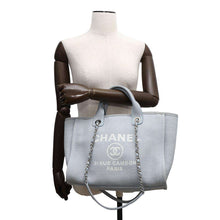 Load image into Gallery viewer, CHANEL Deauville shopping bag Blue GrayAS3257 Mix Fiber Size Small
