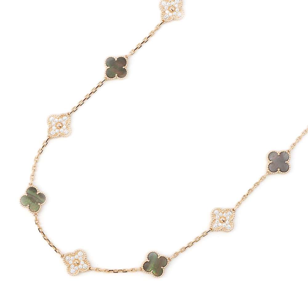 Van Cleef & Arpels Vintage Alhambra Necklace 20 motifs Gray shellVCARP2R000 18K Pink Gold