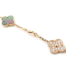 将图像加载到图库查看器中，Van Cleef &amp; Arpels Vintage Alhambra Necklace 20 motifs Gray shellVCARP2R000 18K Pink Gold
