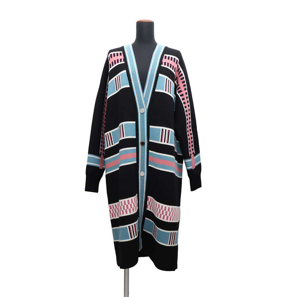 HERMES Cardigan Coat Lettres Equestres Size 38 Black/Blue/Pink/White4H2125D8 Cashmere97% Nylon2% Polyurethane1%