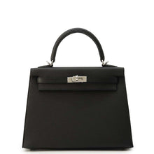 将图像加载到图库查看器中，HERMES Kelly Sellier Black Epsom Size 25
