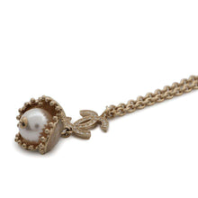 Load image into Gallery viewer, CHANEL CC Logo Flower Faux Pearl Necklace Gold Gold Plated Faux Pearl
