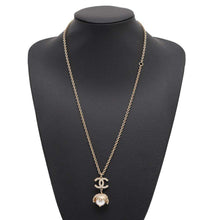 Load image into Gallery viewer, CHANEL CC Logo Flower Faux Pearl Necklace Gold Gold Plated Faux Pearl
