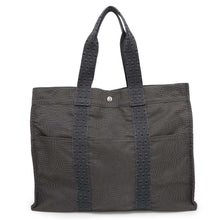 将图像加载到图库查看器中，HERMES Her Line Tote Gray Canvas Size GM
