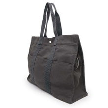 将图像加载到图库查看器中，HERMES Her Line Tote Gray Canvas Size GM
