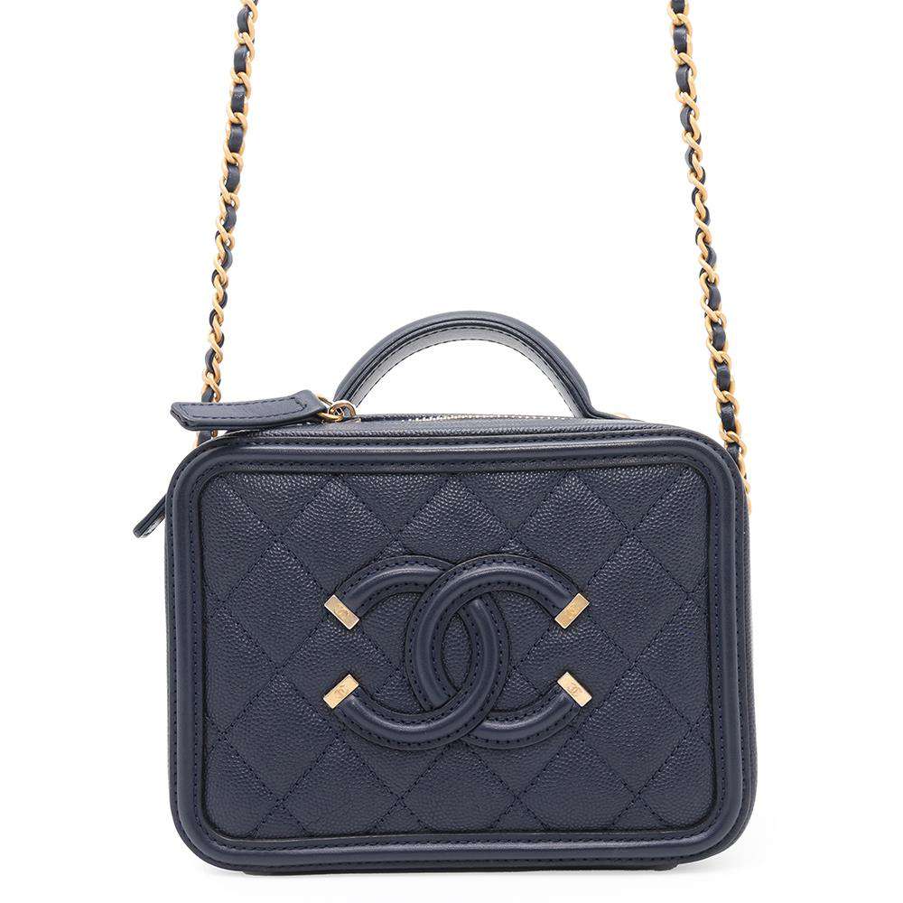 CHANEL CC Fidigree Chain Vanity Bag NavyA93342 Caviar Leather