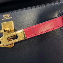 Load image into Gallery viewer, HERMES Mini Kelly Navy/Rouge Box Calf Leather
