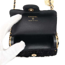 Load image into Gallery viewer, CHANEL CamelliaChainPochette BlackAP2285 Suede Metal
