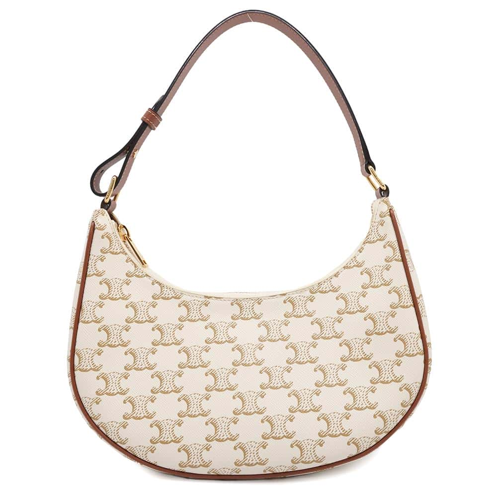 CELINE Triomphe Ava White/Brown193952 PVC Calf Leather