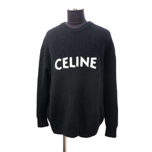 将图像加载到图库查看器中，CELINE Logo Knit Sweater Size S Black2A19R205O Wool 75% Angola 25%
