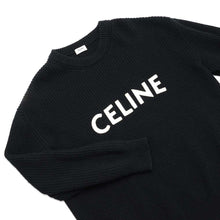 将图像加载到图库查看器中，CELINE Logo Knit Sweater Size S Black2A19R205O Wool 75% Angola 25%
