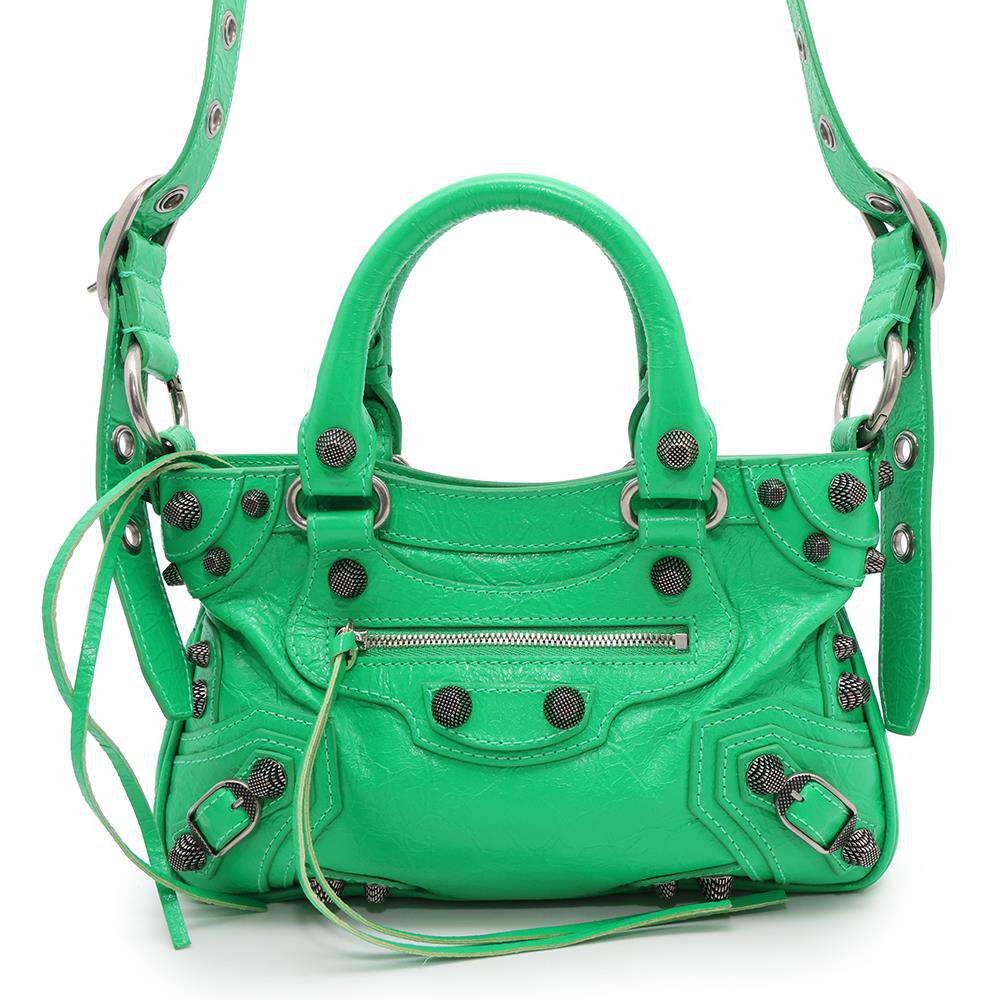 BALENCIAGA Neo Cagoule Small Tote Green751523 Arena Lambskin