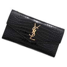 Load image into Gallery viewer, SAINT LAURENT PARIS uptown large wallet Black582124 Croco embossed
