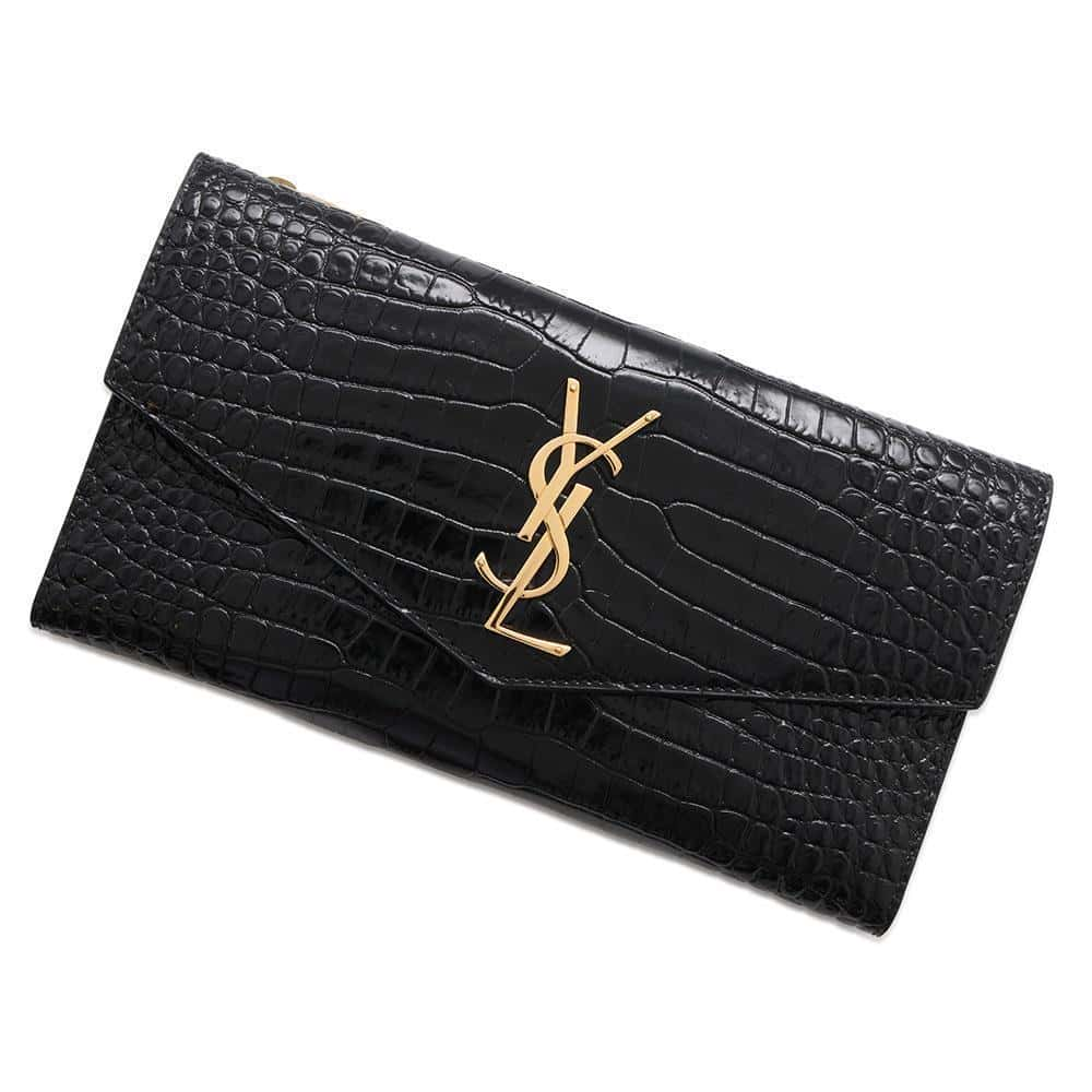 SAINT LAURENT PARIS uptown large wallet Black582124 Croco embossed