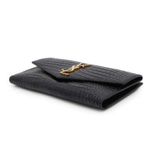 Load image into Gallery viewer, SAINT LAURENT PARIS uptown large wallet Black582124 Croco embossed
