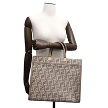 Load image into Gallery viewer, FENDI FF Logo Sunshine 2WAY Tote Bag Gray8BH386 Leather Chenille Size Medium
