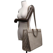 Load image into Gallery viewer, FENDI FF Logo Sunshine 2WAY Tote Bag Gray8BH386 Leather Chenille Size Medium
