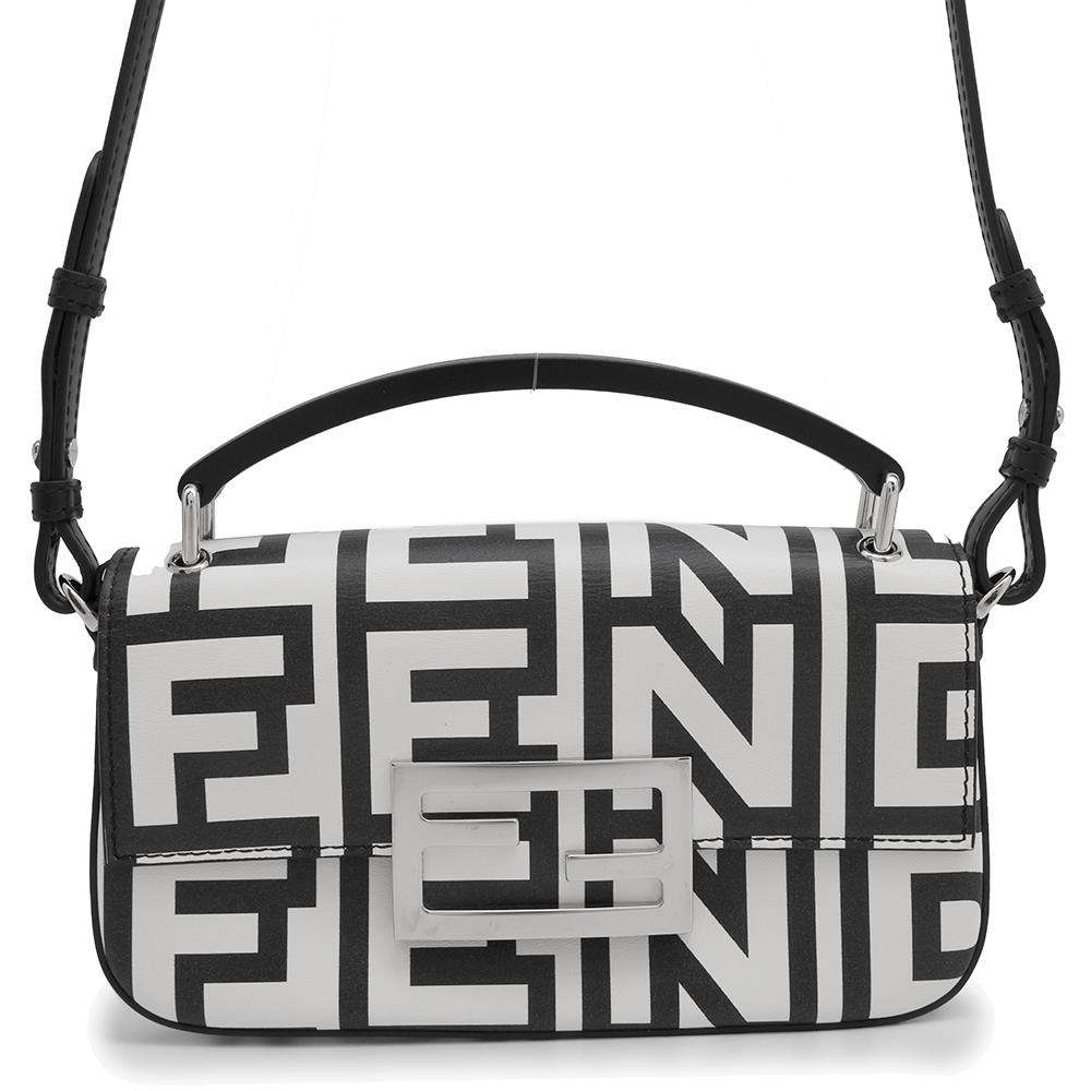 FENDI Marc Jacobs Collaboration Mamma Bucket Phone Pouch 2WAY Shoulder Bag White/Black7AS142 Leather