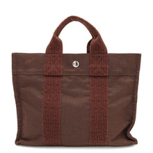 将图像加载到图库查看器中，HERMES Her Line Tote Brown Canvas Size PM
