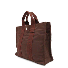 将图像加载到图库查看器中，HERMES Her Line Tote Brown Canvas Size PM
