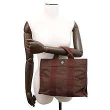 将图像加载到图库查看器中，HERMES Her Line Tote Brown Canvas Size PM
