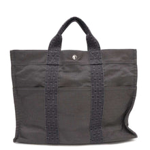 将图像加载到图库查看器中，HERMES Her Line Tote Gray Canvas Size MM
