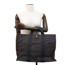 将图像加载到图库查看器中，HERMES Her Line Tote Gray Canvas Size MM
