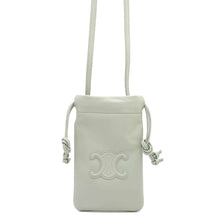 将图像加载到图库查看器中，CELINE Cuir Triomphe Drawstring Mobile Pouch Jade10L163ETK Leather
