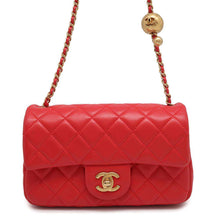 Load image into Gallery viewer, CHANEL Mini Matelasse Cocoball ChainShoulder Bag RedAS1787 Lambskin Size 20
