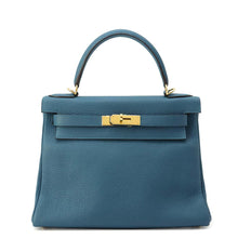 将图像加载到图库查看器中，HERMES Kelly Retourne VertBosphore Togo Leather Size 28
