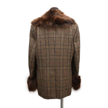 将图像加载到图库查看器中，GUCCI Jacket Fur Check Size 46 Brown720624 ZAK56 Wool 100%
