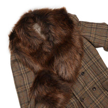 将图像加载到图库查看器中，GUCCI Jacket Fur Check Size 46 Brown720624 ZAK56 Wool 100%
