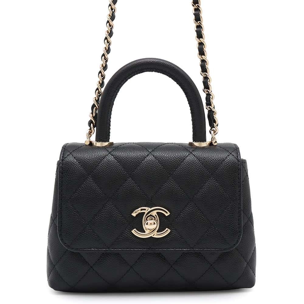 CHANEL Coco Handle ChainShoulder Bag BlackAP4244 Caviar Leather Size Mini mini